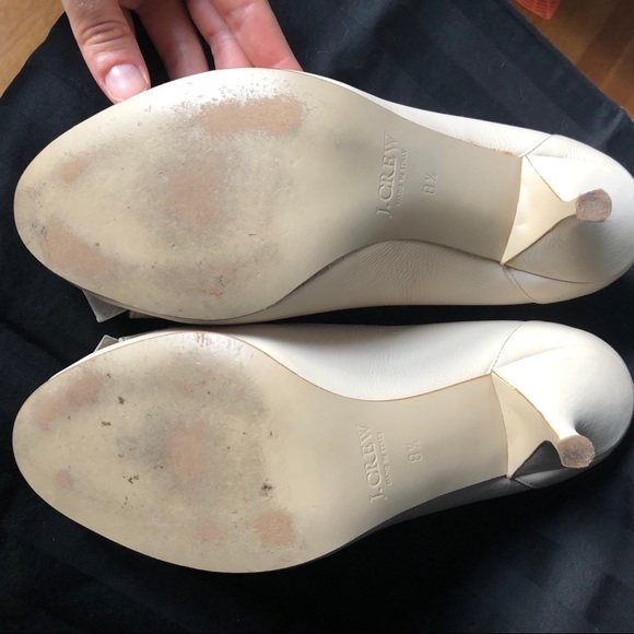J. Crew Ivory Leather Peep Toe with Bow Heels - Picture 13 of 13